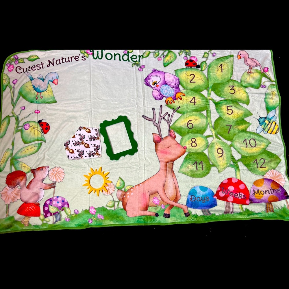 Unisex Baby Milestone Blanket Woodland Wonder